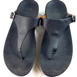Fitflop Women's Black Leather Thong Sandals Size 8